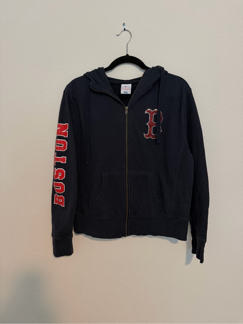 MLB BOSTON RED SOX FULL ZIP HOODIE BLUE MEDIUM